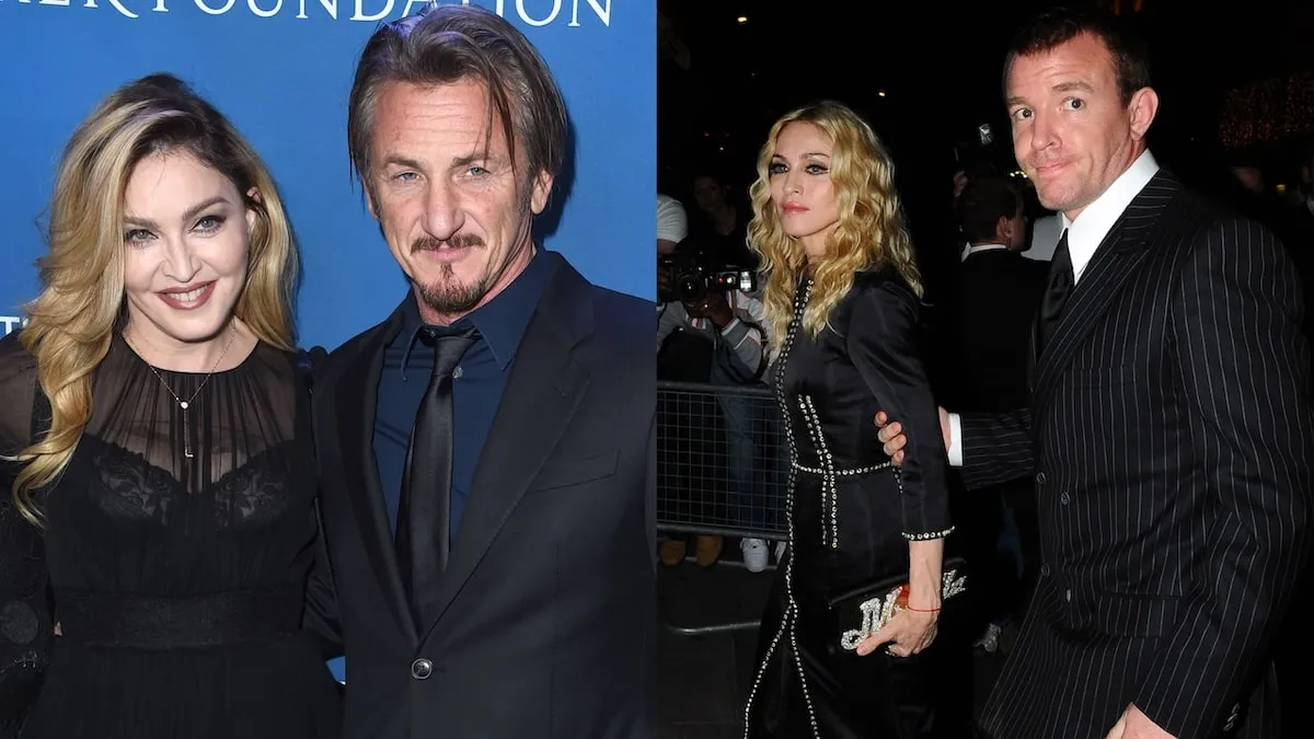 A photo of Madonna and Sean Penn in 2016 alongside a photo of Guy Ritchie and Madonna in 2008