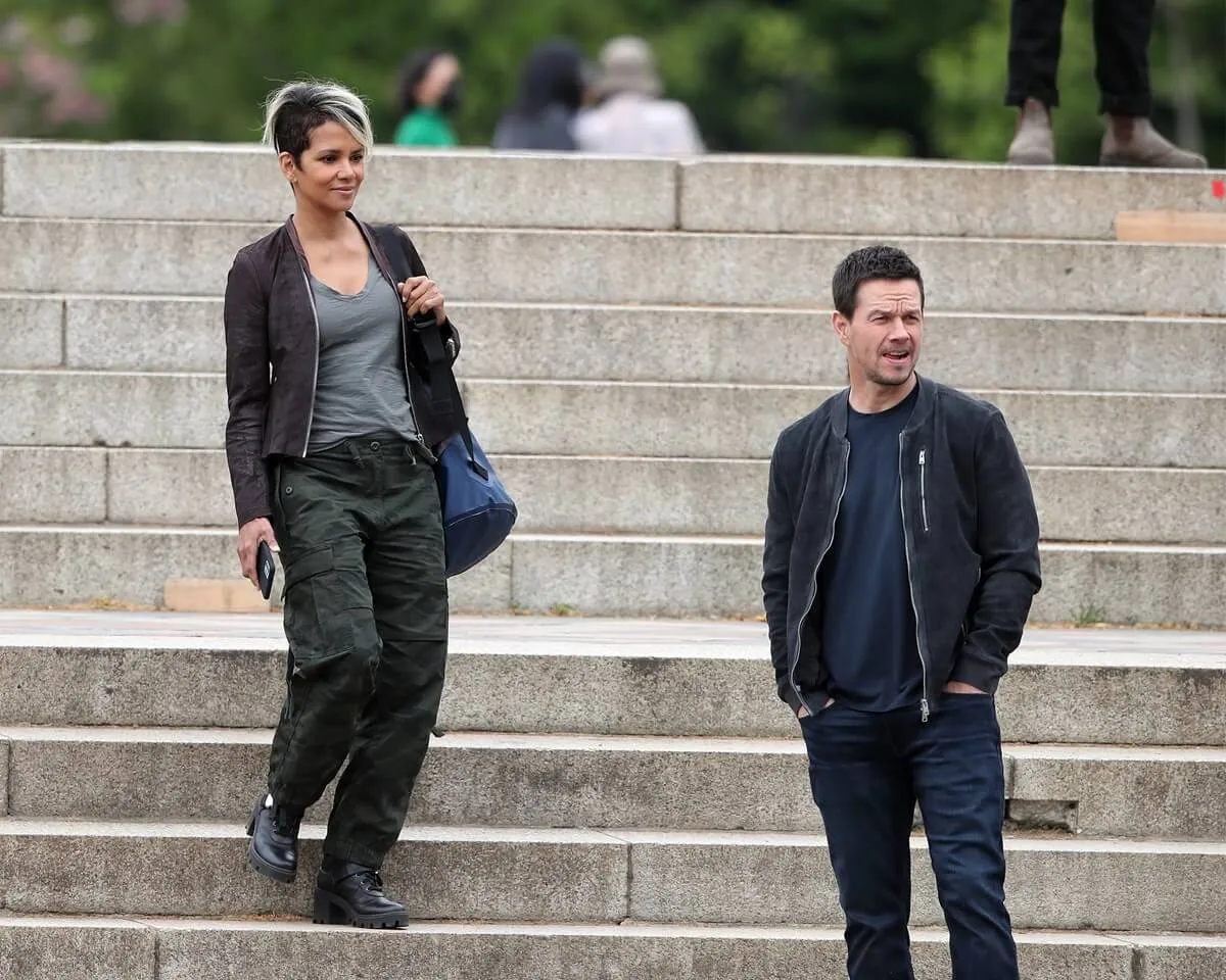 Mark Wahlberg and Halle Berry posing on the set of 'The Union'.