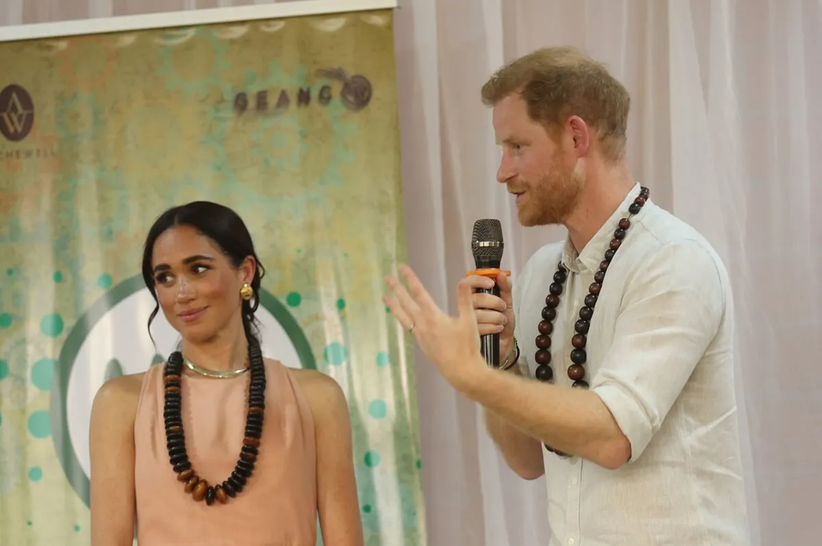 Meghan Markle and Prince Harry speaking in Abuja, Nigeria as part of celebrations of Invictus Games anniversary