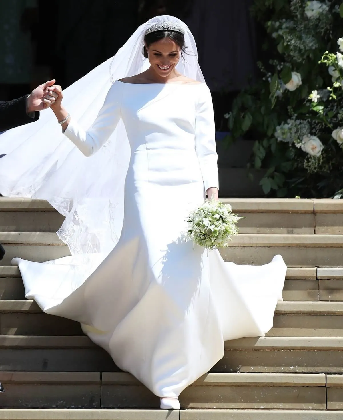 Meghan Markle leaving St. George's Chapel at Windsor Castle following her wedding to Prince Harry