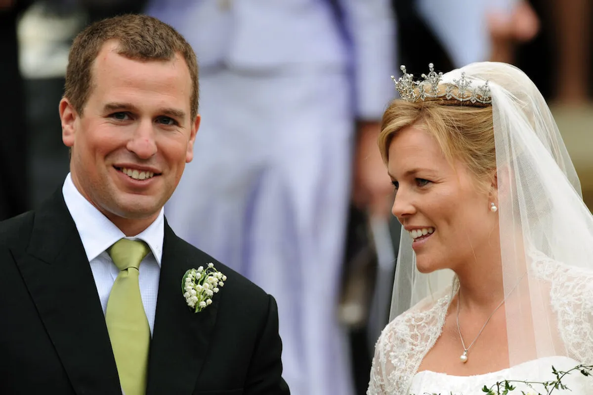 Peter Phillips, who sold the photo rights to his royal wedding, and Autumn Phillips on the wedding day