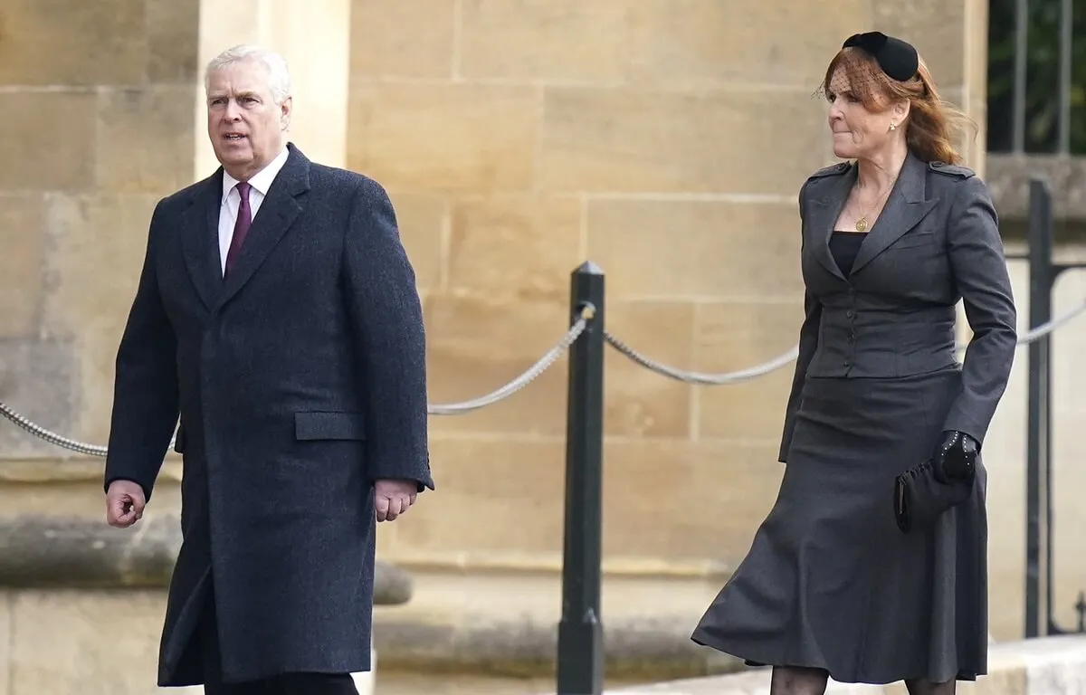 Prince Andrew and Sarah Ferguson attend the Thanksgiving Service for King Constantine of the Hellenes at St. George's Chapel