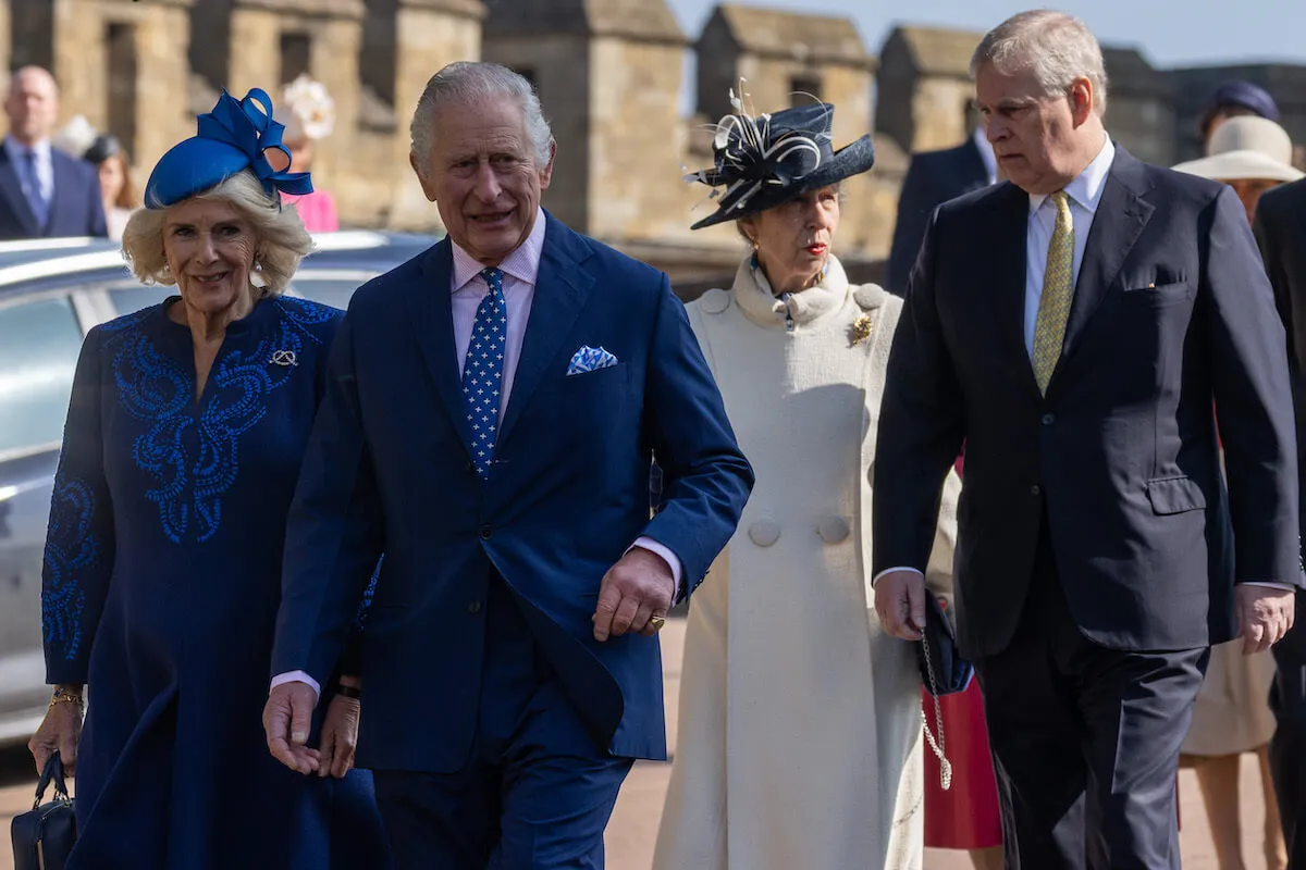 Prince Andrew, who needs to leave the Royal Lodge and 'quietly disappear, per a biographer, walks with Queen Camilla, King Charles, and Princess Anne