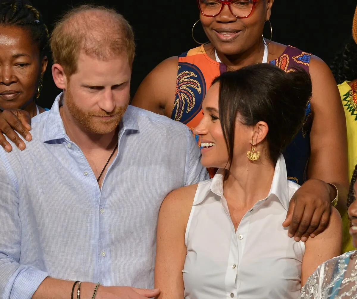 Prince Harry and Meghan Markle seen at the Afro Women and Power Forum at the Municipal Theater of Calid during a visit around Colombia