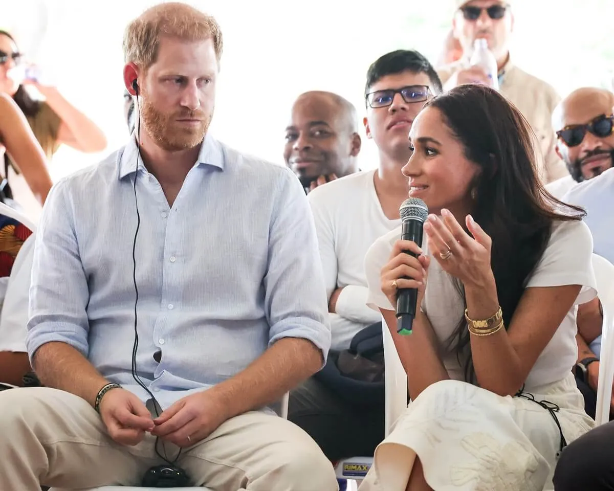 Prince Harry and Meghan Markle seen at the Unidad Recreativa El Vallado in Cali, Colombia