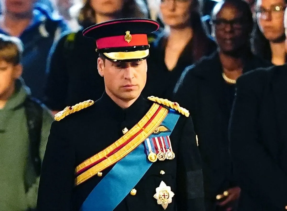 Prince William arrives to hold a vigil in honor of Queen Elizabeth II around her coffin at Westminster Hall