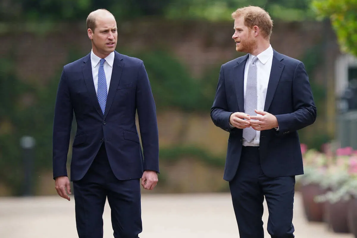 Prince William, whose reportedly 'mad' at Prince Harry for talking about Princess Diana in ITV documentary, with Prince Harry