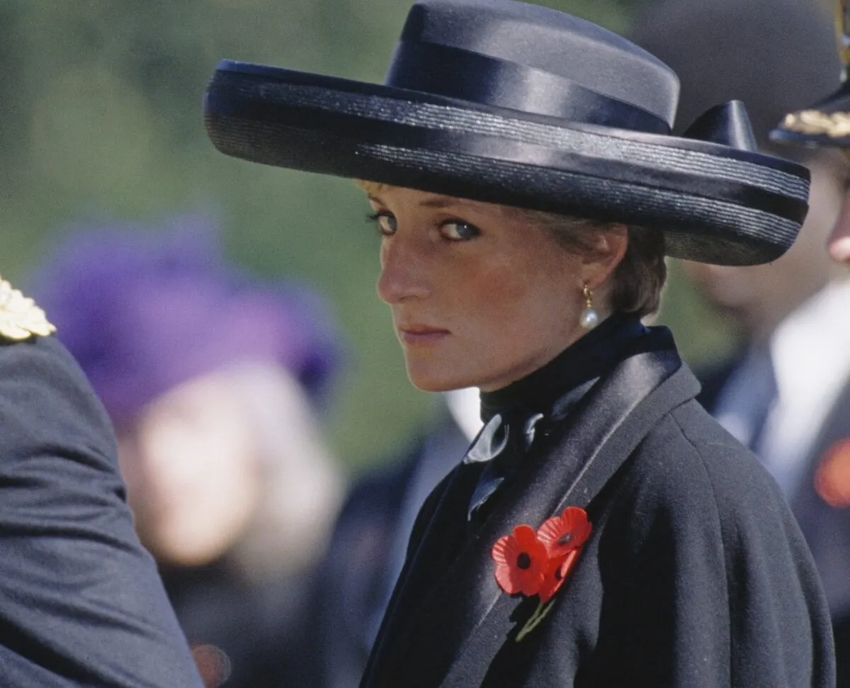 Princess Diana during a visit to the Yokohama War Cemetery in Japan