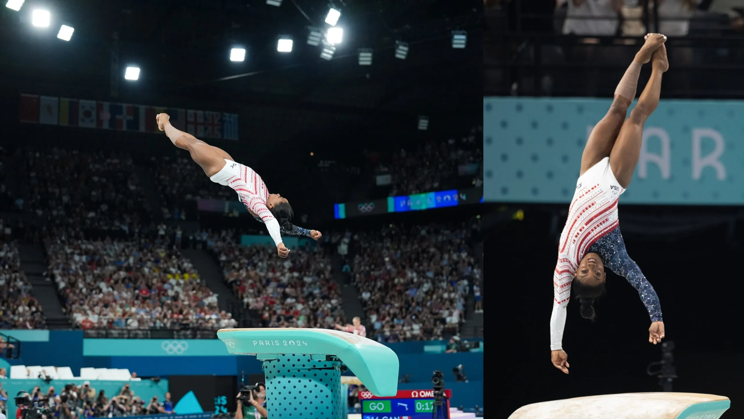 Gymnast Simone Biles competes on the vault