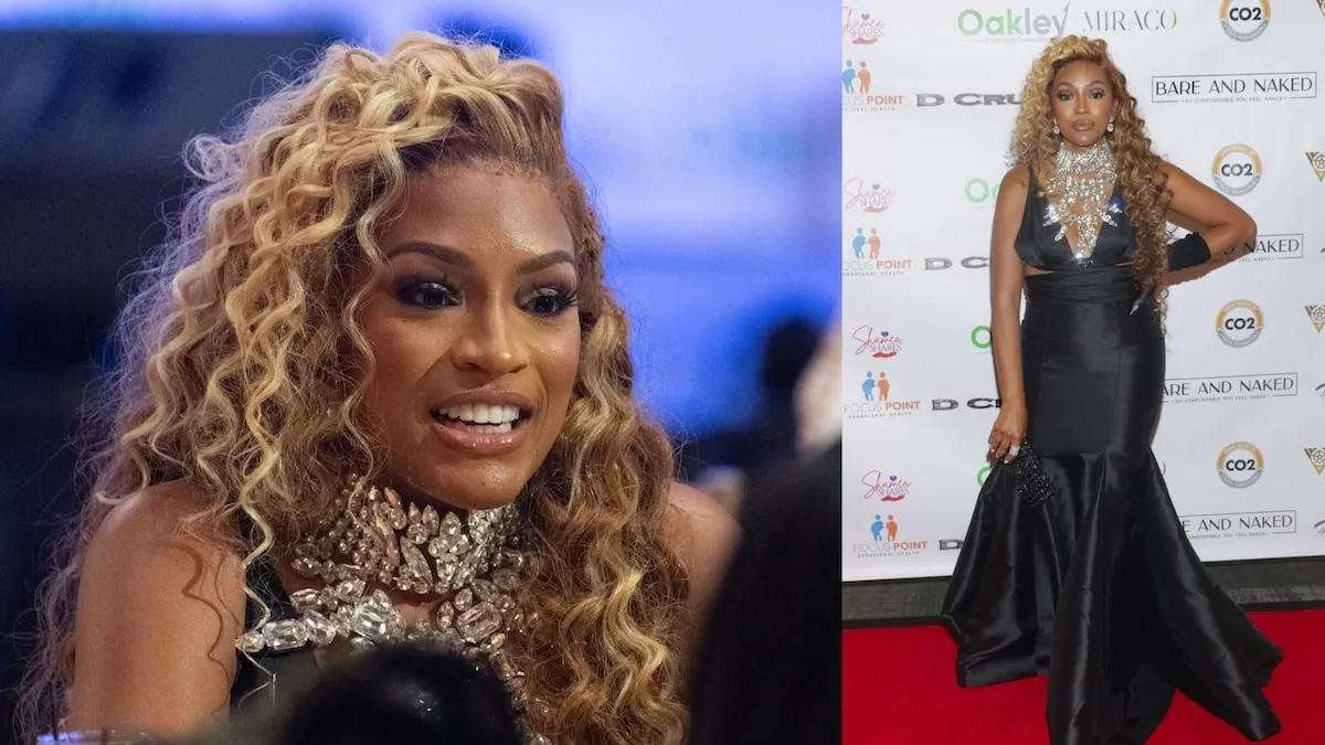 Wearing a black satin dress, Drew Sidora attends Charles Oakley Foundation's 2024 Black Tie Gala Fundraising Event