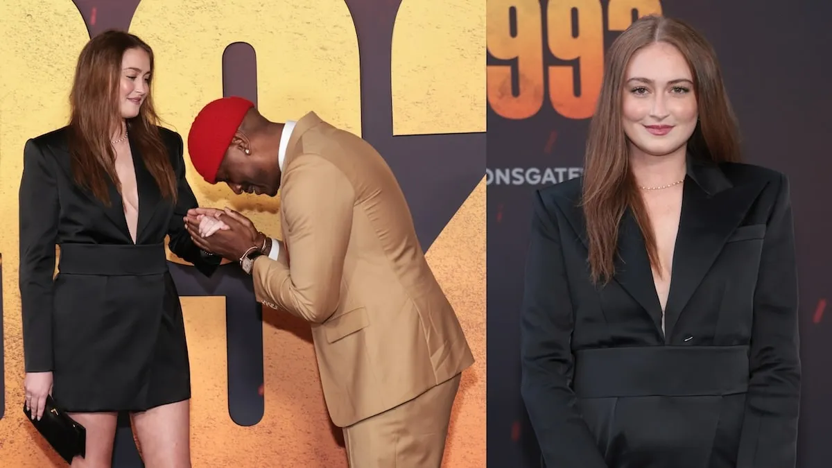 Actor Tyrese Gibson holds Karsen Liotta's hand and greets her at the 1992 premiere