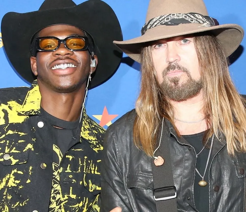 "Old Town Road" duo Lil Nas X and Billy Ray Cyrus wearing cowboy hats