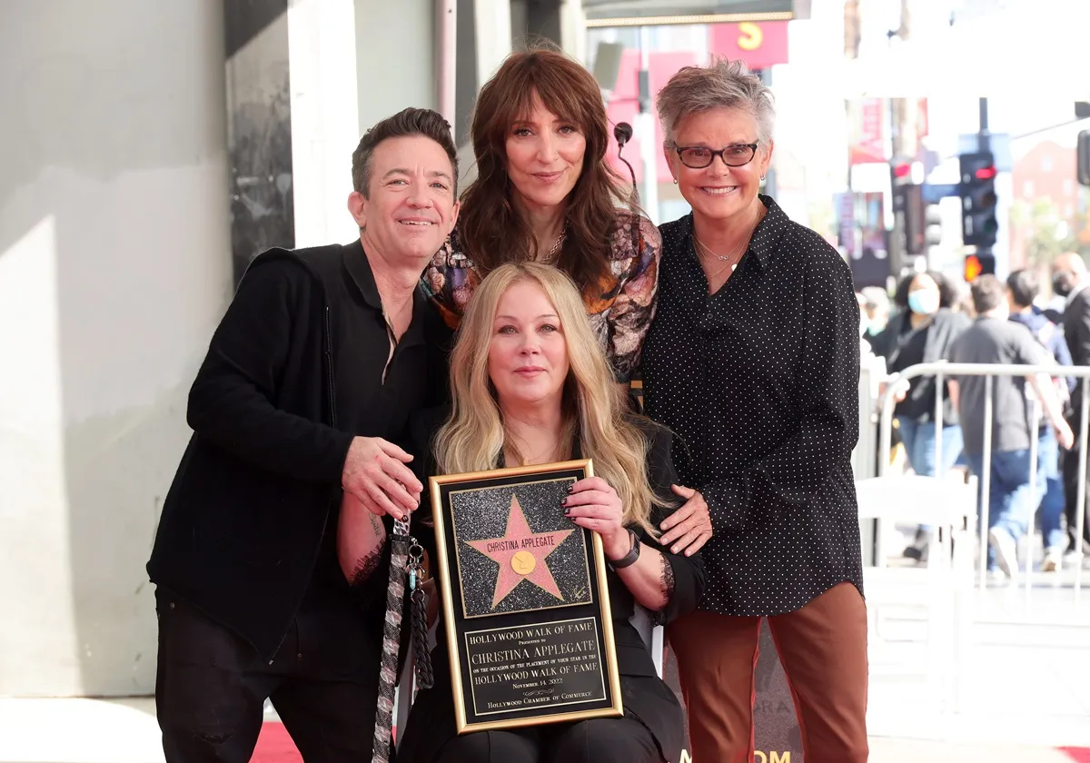 David Faustino, Katey Sagal, Amanda Bearse, and Christina Applegate attend a ceremony honoring Christina Applegate with a star on the Hollywood Walk Of Fame on November 14, 2022 in Los Angeles, California.