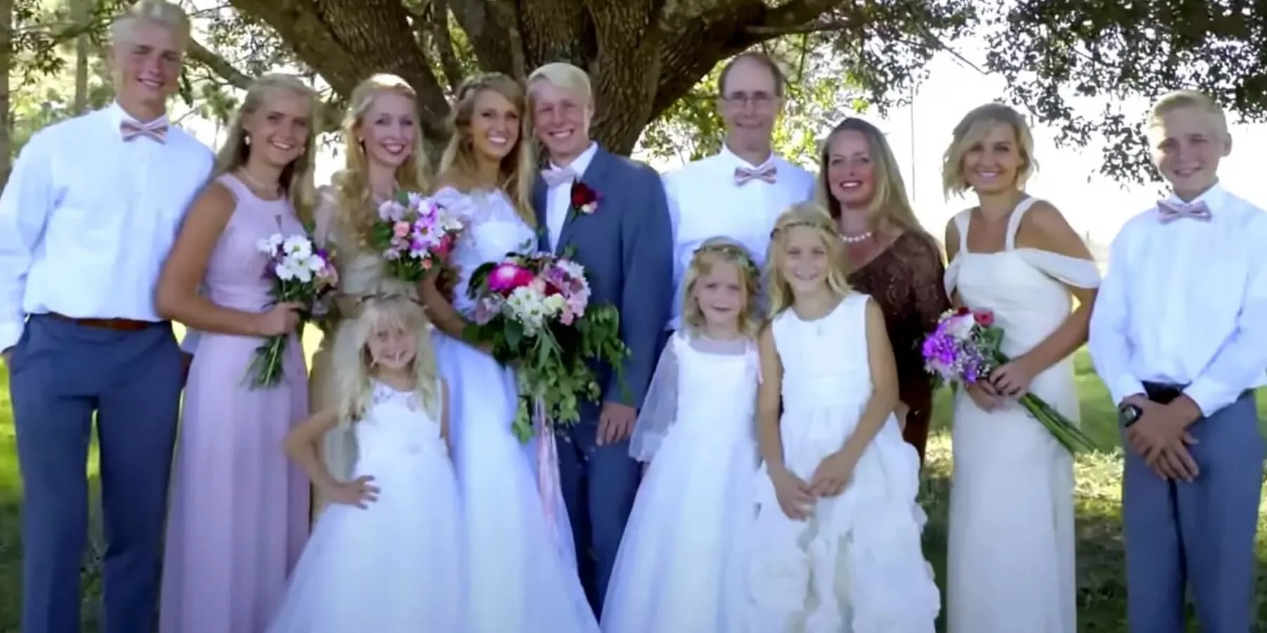 The Plath family, including daughter Hosanna, at the 2018 wedding of Ethan and Olivia Plath.