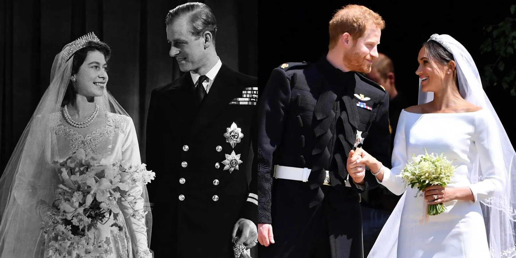 Queen Elizabeth and Prince Philip's wedding was in stark contrast to that of Prince Harry and Meghan Markle says body language expert