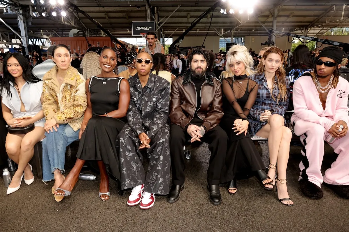 Eight celebrities, Sunisa Lee, Eva Chen, Issa Rae, Lena Waithe, Zayn Malik, Camila Cabello, Paris Jackson, and DDG, sit front row at Off-White during the September 2024 New York Fashion Week