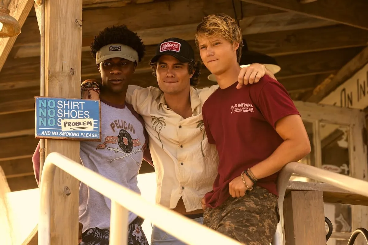 Johnathan Daviss, Chase Stokes, and Rudy Pankow in the 'Outer Banks' Season 4 premiere episode