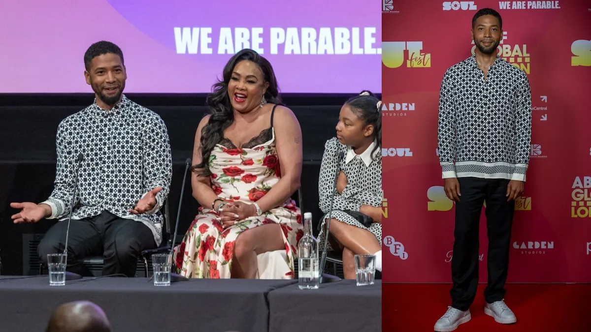 Actors Jussie Smollett, Vivica A. Fox, and Londyn Carter sit together at a Q&A about The Last Holliday