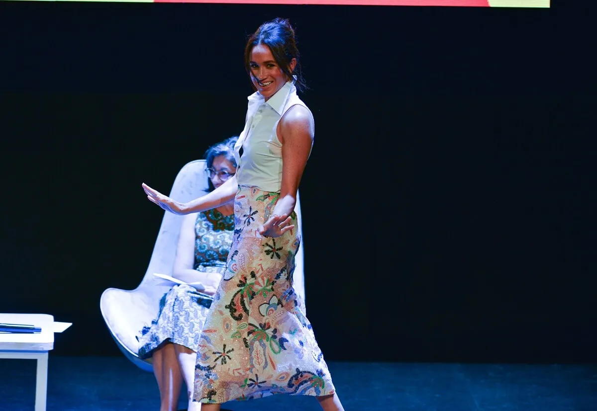 Meghan Markle onstage during the Afro Women and Power Forum in Cali, Colombia