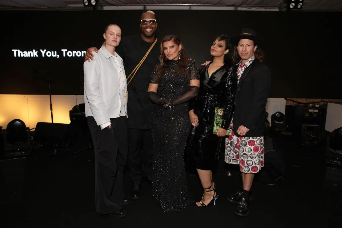 Charlotte Day Wilson, Kardinal Offishall, Nelly Furtado, Fefe Dobson and Dan Kanter stand together at the 16th Annual Artists For Peace And Justice Fundraiser During Toronto International Film Festival. 