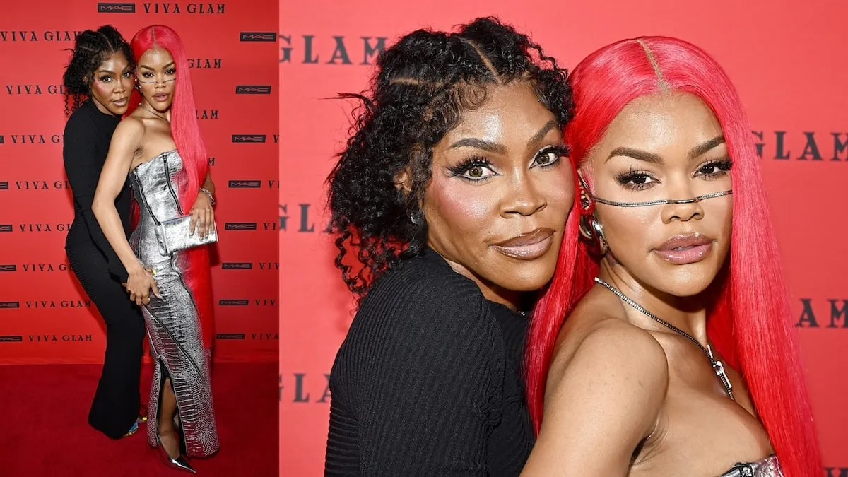 Mother Nikki Taylor and daughter Teyana Taylor squeeze together and pose for a photo at a M·A·C event in June 2024