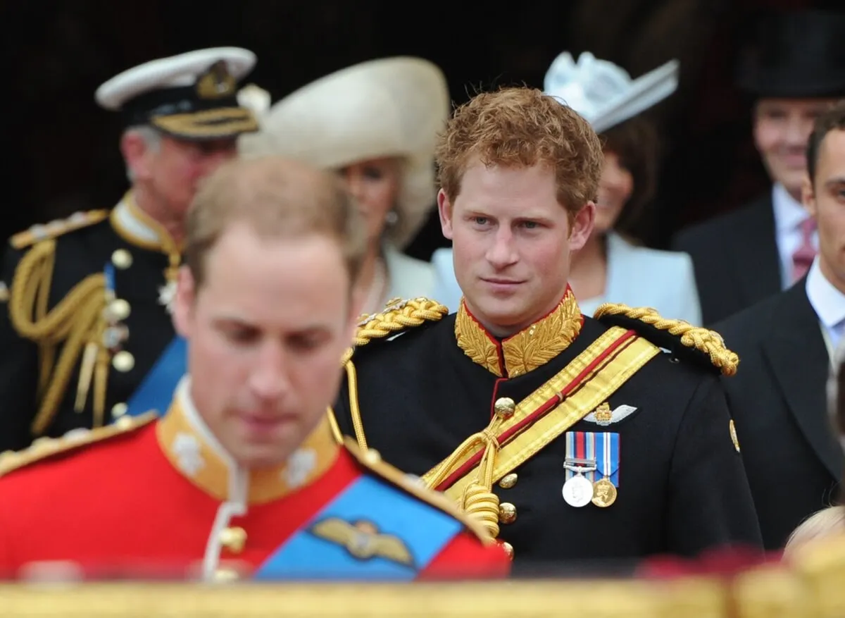 Prince Harry leaves Westminster Abbey in London following Prince William and Kate Middleton's wedding