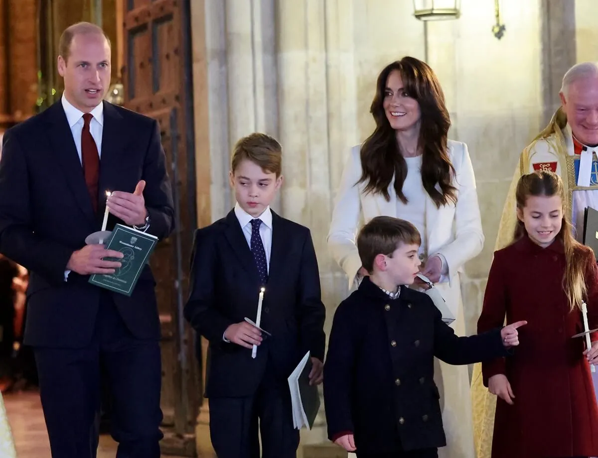 Prince William, Prince George, Prince Louis, Kate Middleton, and Princess Charlotte attend The 'Together At Christmas' Carol Service at Westminster Abbey