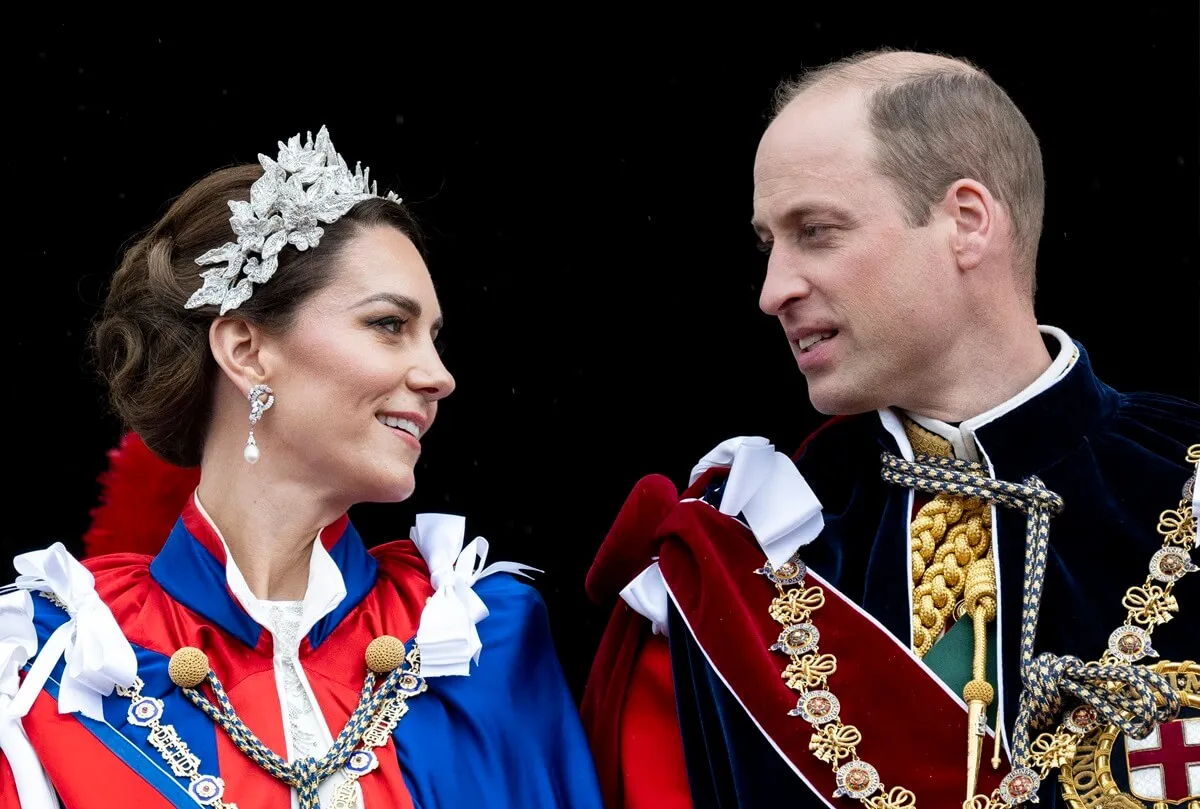 Prince William and Kate Middleton on the balcony of Buckingham Palace during the Coronation of King Charles III