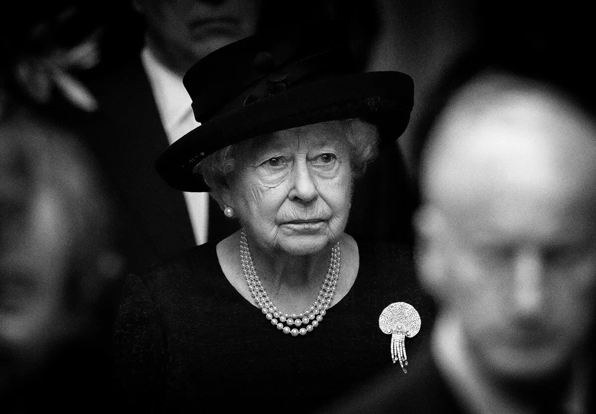 Queen Elizabeth II attends the funeral of Patricia Knatchbull, Countess Mountbatten of Burma in London