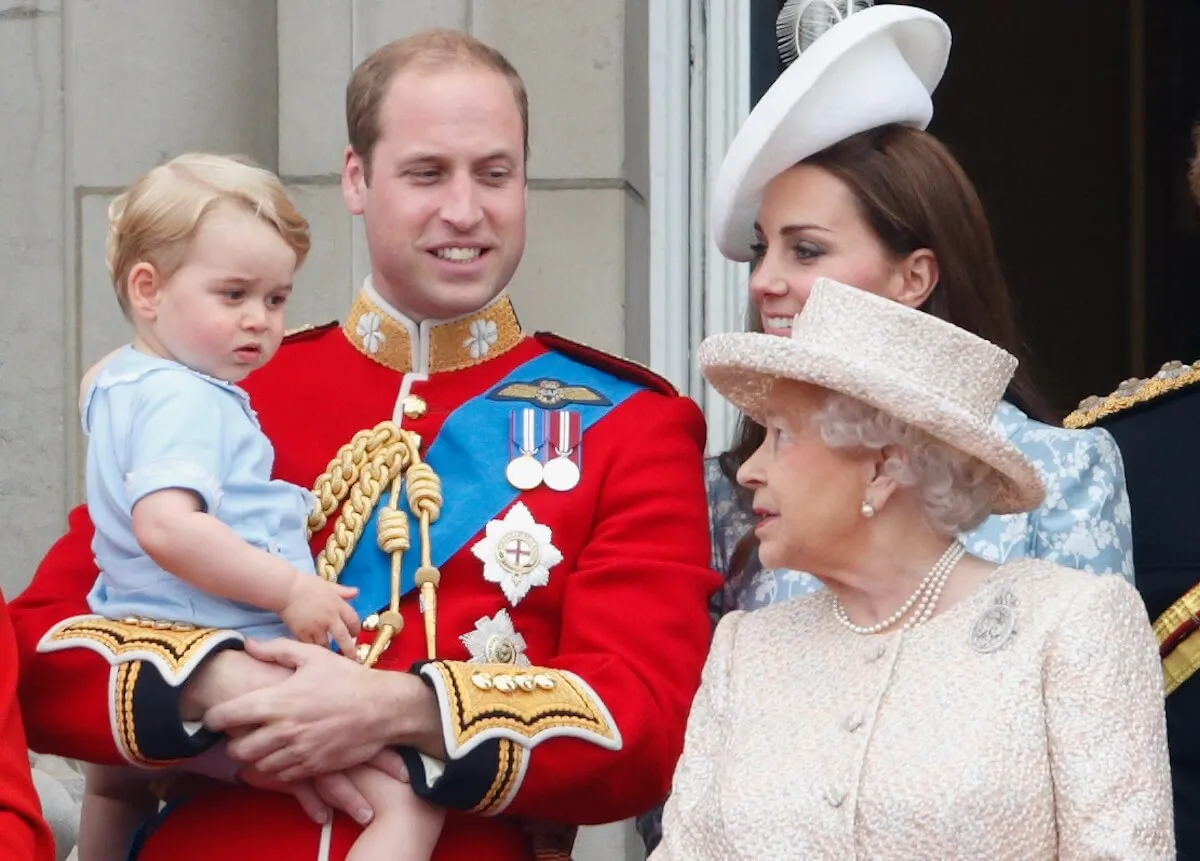 Prince William and Kate Middleton with Prince George and Queen Elizabeth II