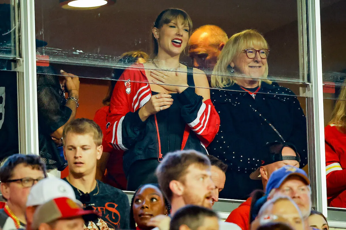 Travis Kelce's mom, Donna, who says her son and Taylor Swift share certain traits, with Taylor Swift