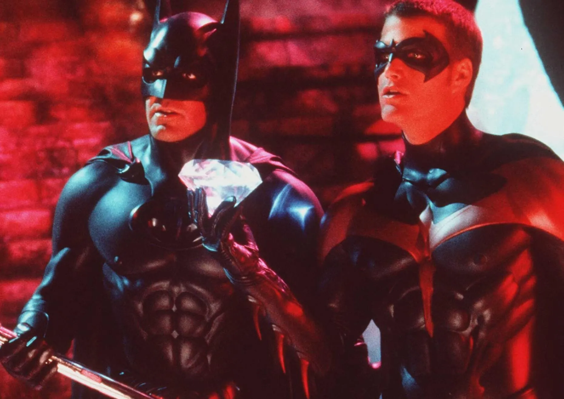 Batman and Robin in their suits