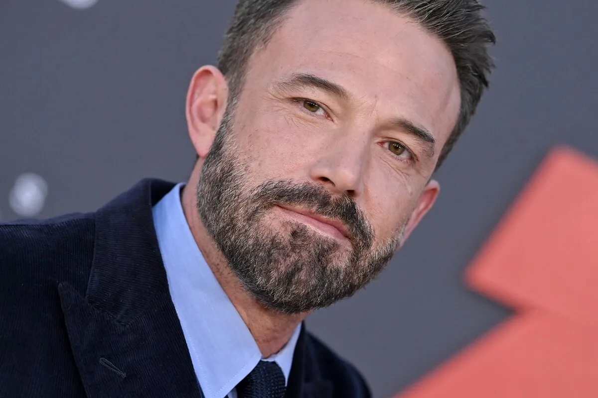 Ben Affleck posing at the premiere of 'Air' in a suit.