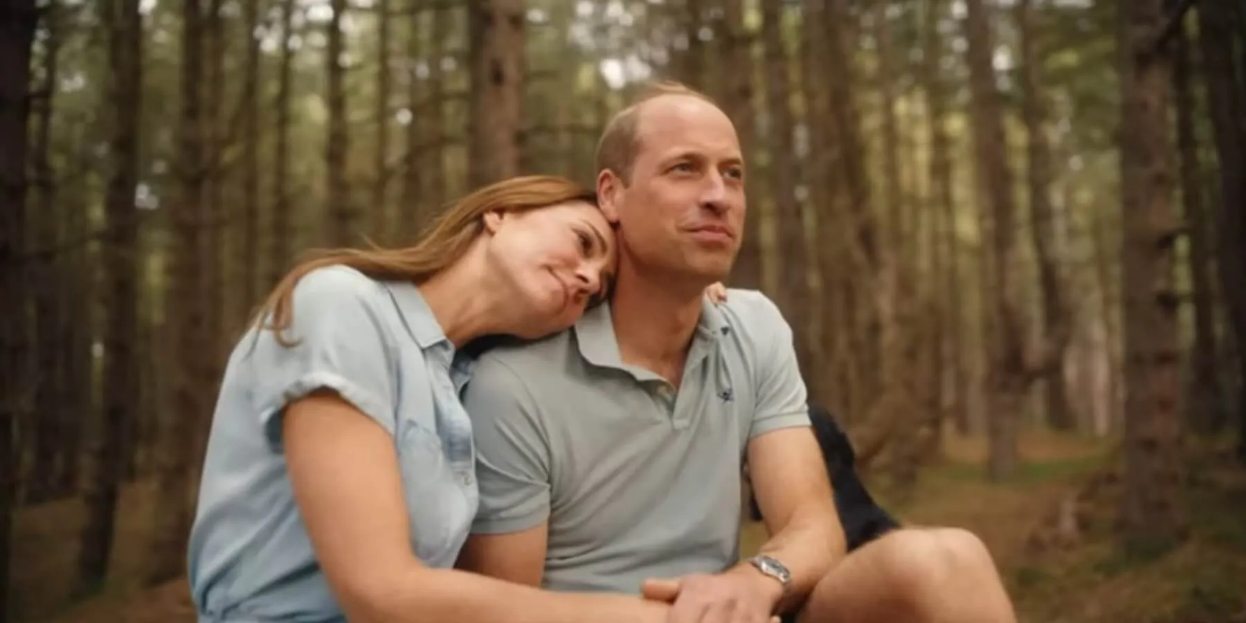 Kate Middleton and Prince William in a moment captured during a YouTube video announcing the end of her chemotherapy treatment