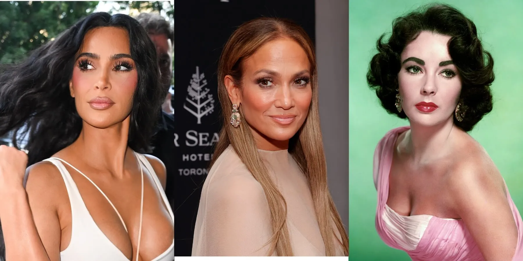 Kim Kardashian, Jennifer Lopez, and Elizabeth Taylor