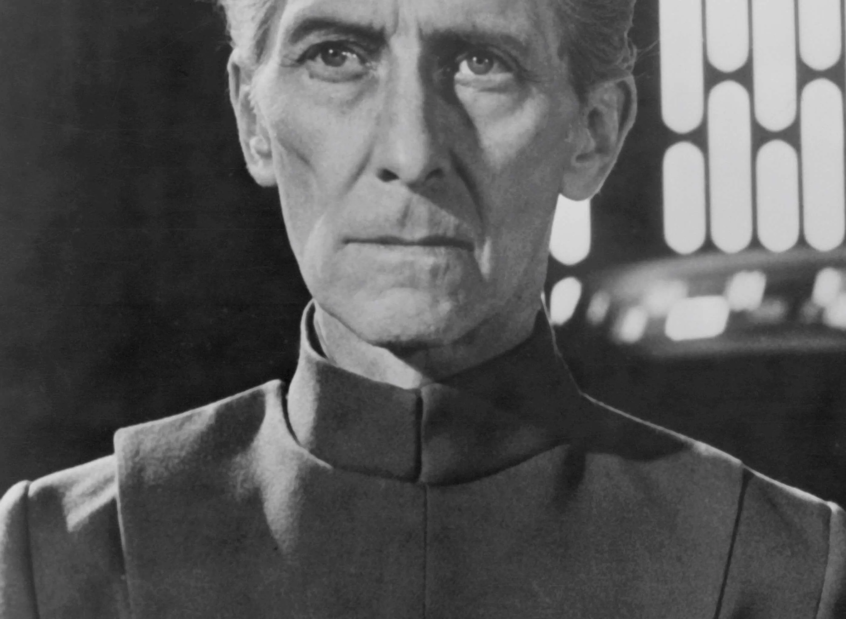 Peter Cushing looking at the camera in the original 'Star Wars'