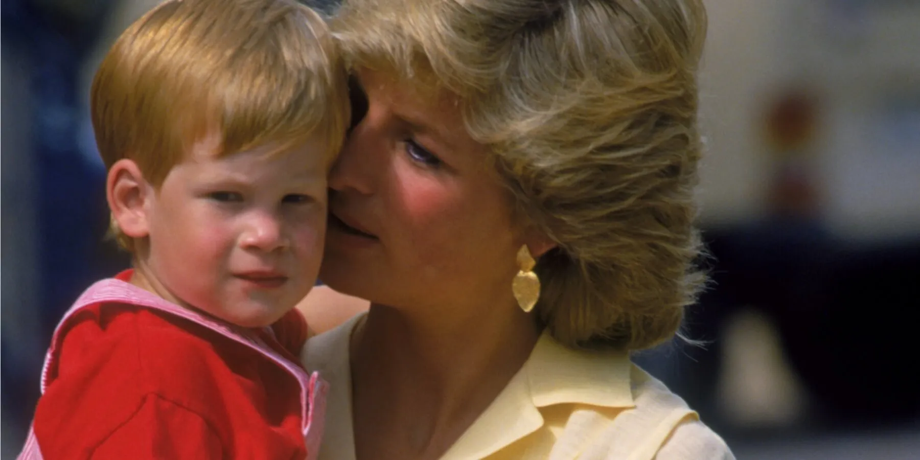 Prince Harry and Princess Diana at the Marivent Palace in Majorca, in August 1987.