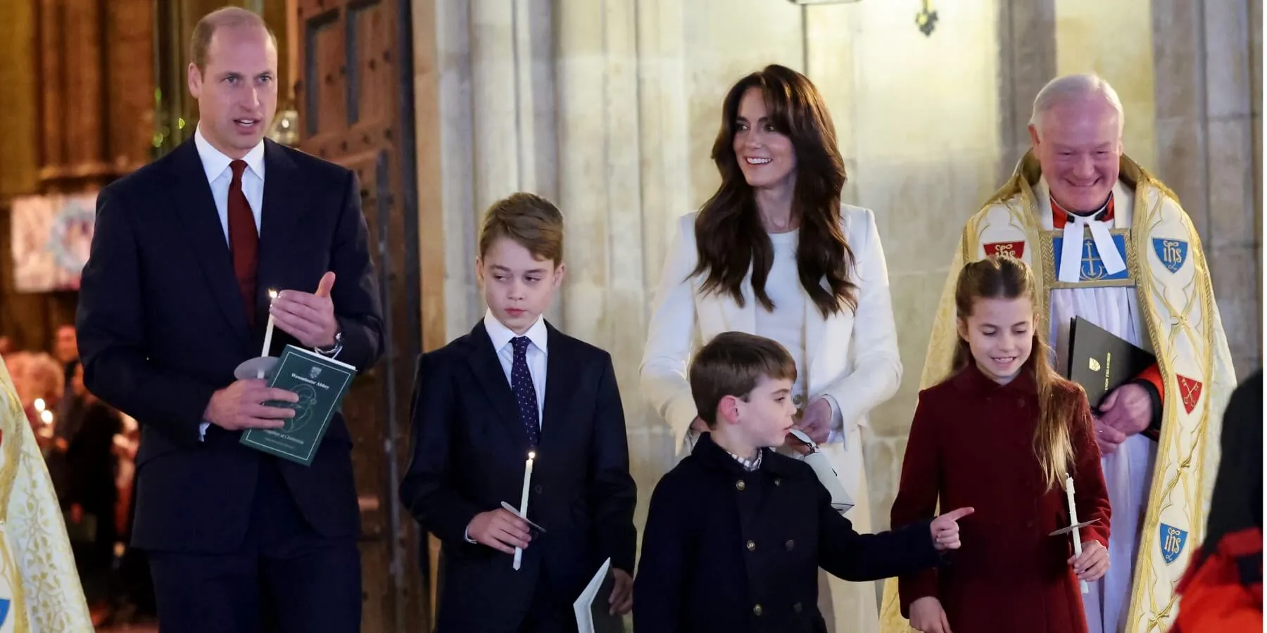 Prince William, Prince George, Prince Louis, Kate Middleton and Princess Charlotte at the Together at Christmas 2023 concert.