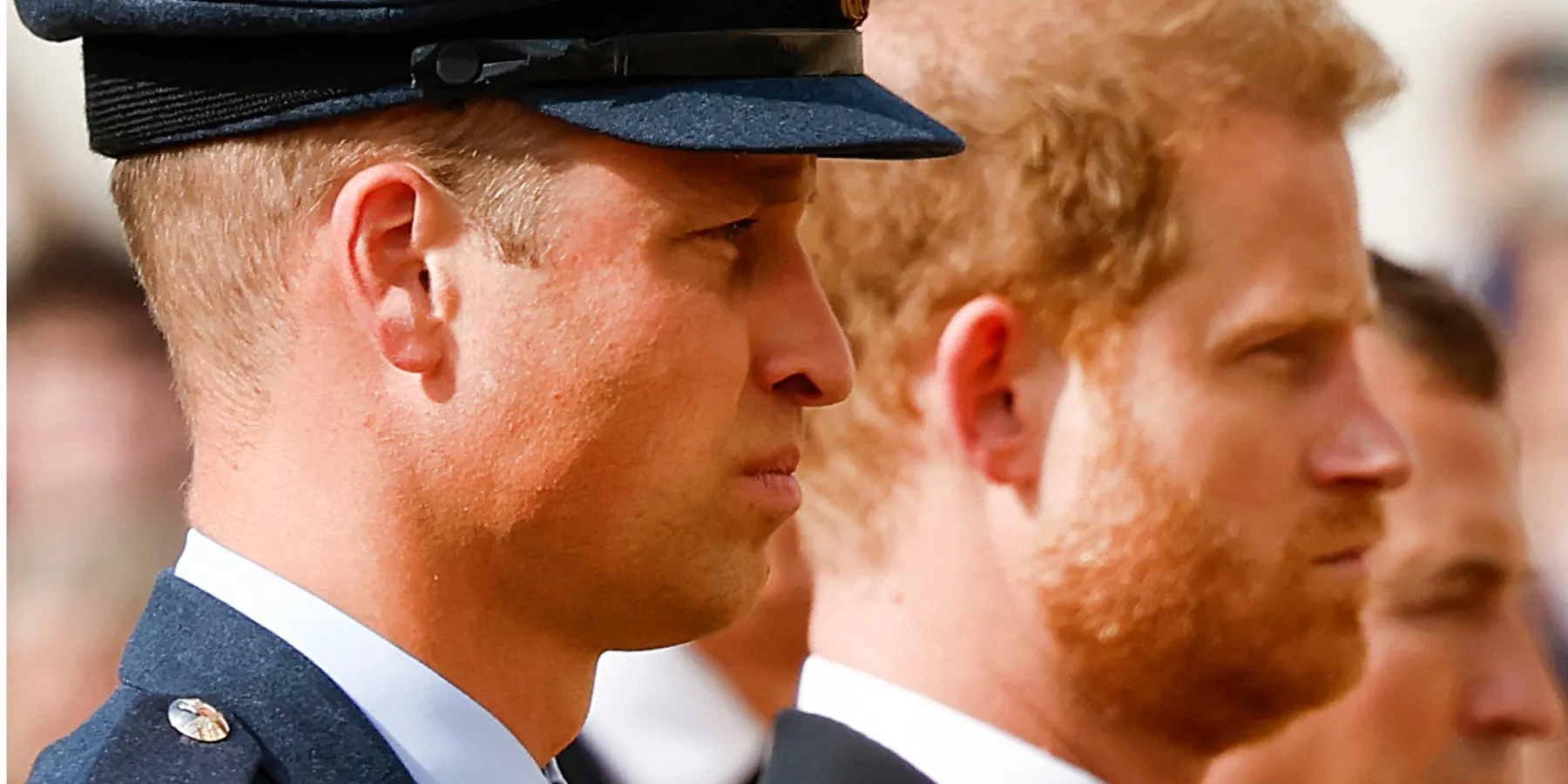 Prince William and Prince Harry walk behind Queen Elizabeth's coffin in September 2022.