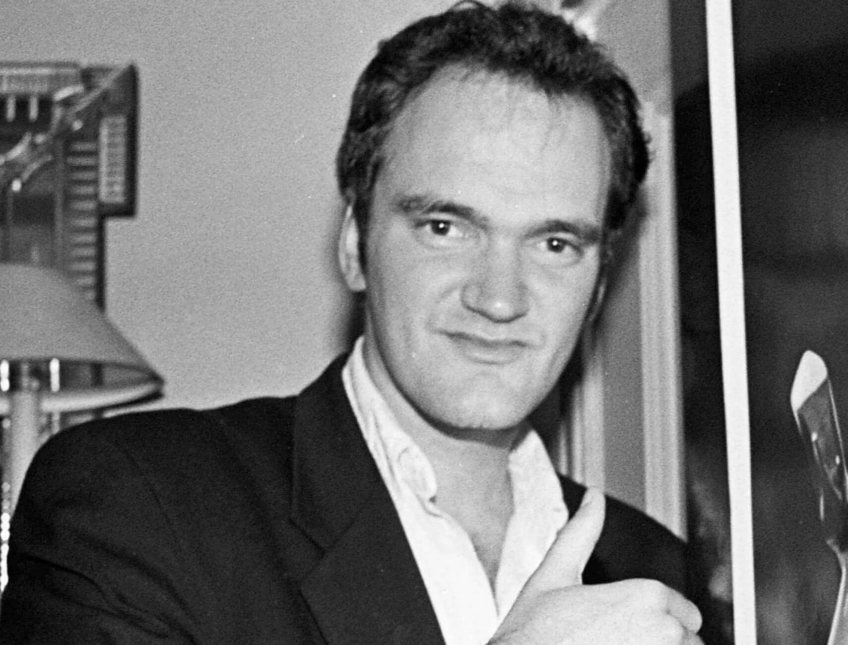 Quentin Tarantino in black-and-white