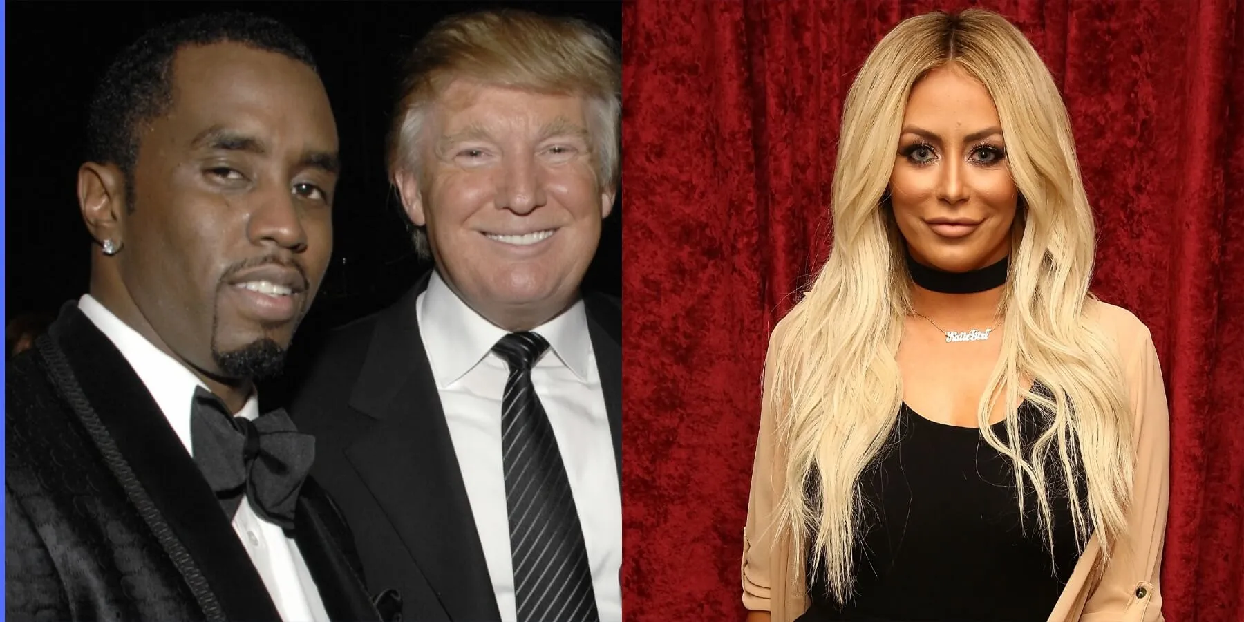 Sean Combs, Donald Trump and Aubrey O'Day in side-by-side photos