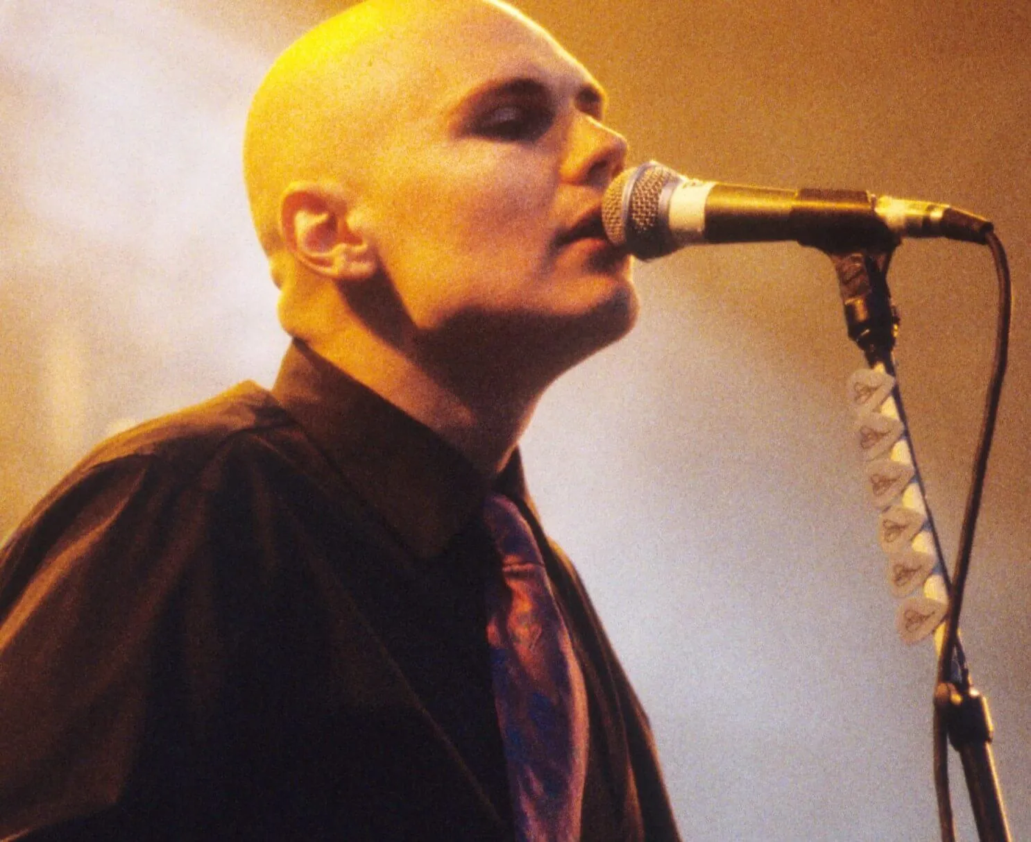 The Smashing Pumpkins' Billy Corgan with a microphone