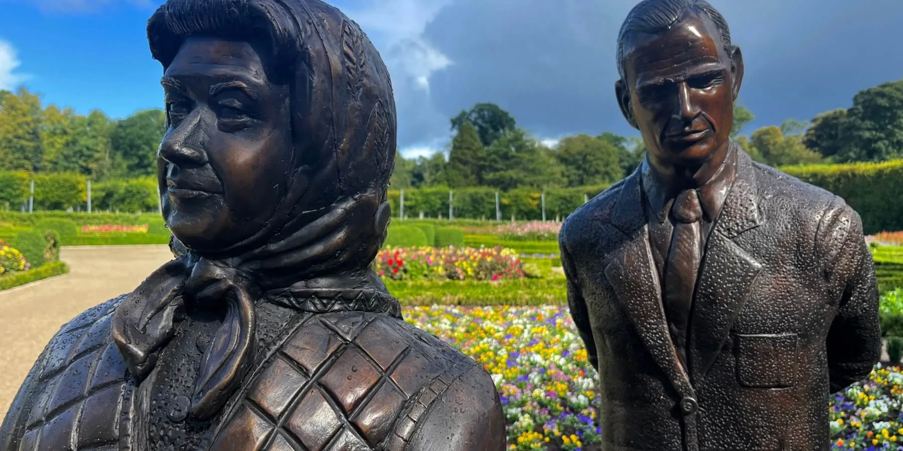 A statue of Queen Elizabeth and Prince Philip in Ireland