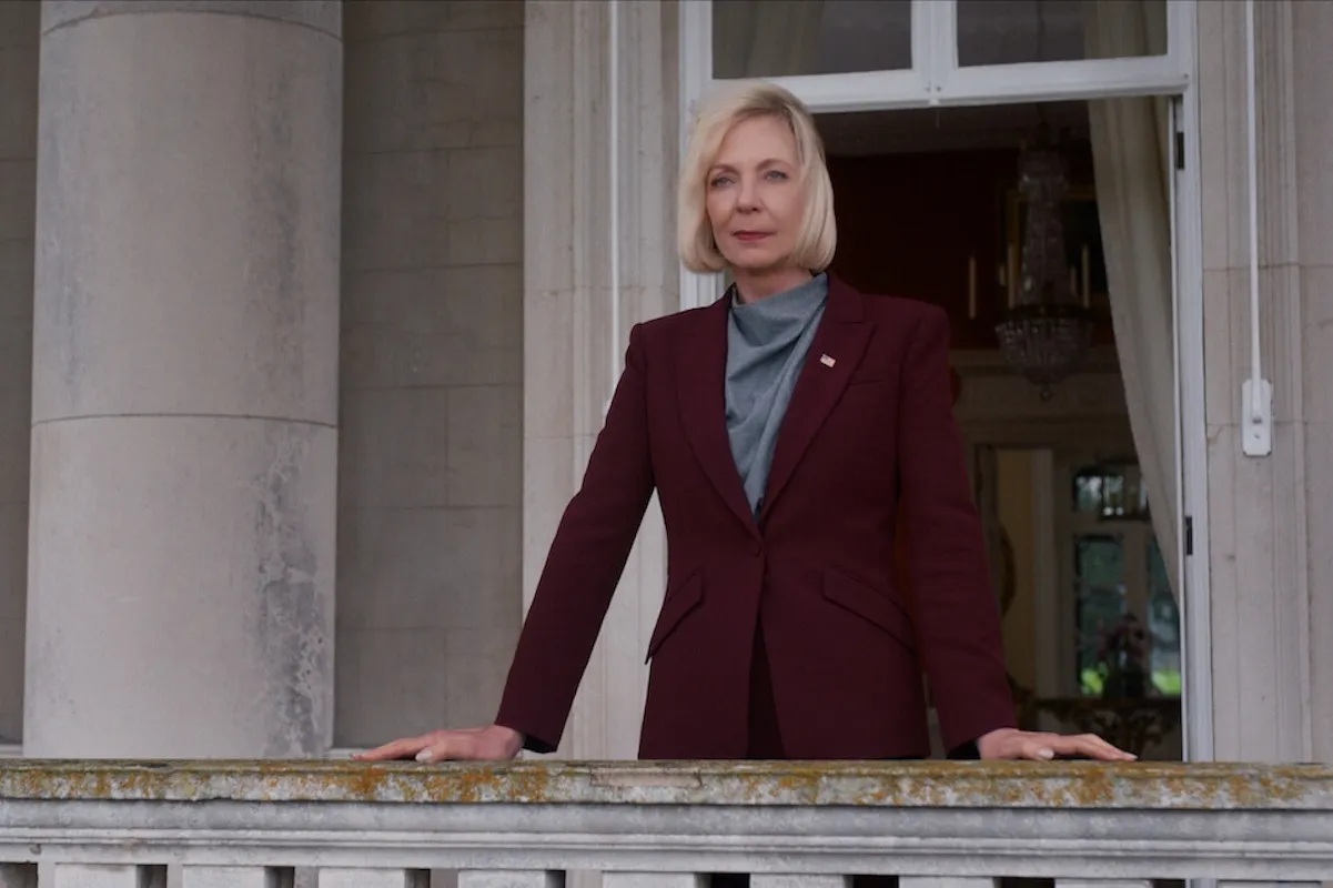 Allison Janney stands at a ledge in a scene from 'The Diplomat' Season 2.