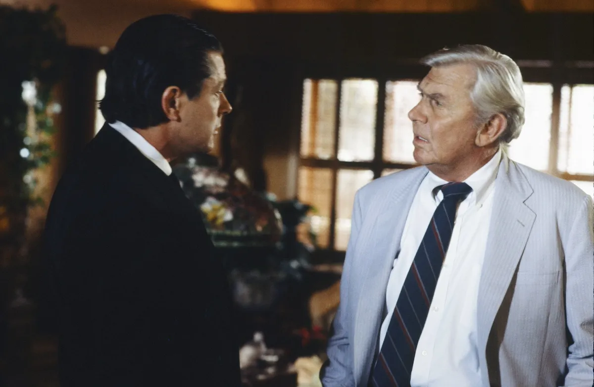 Andy Griffith talks to a man in an episode of 'Matlock'