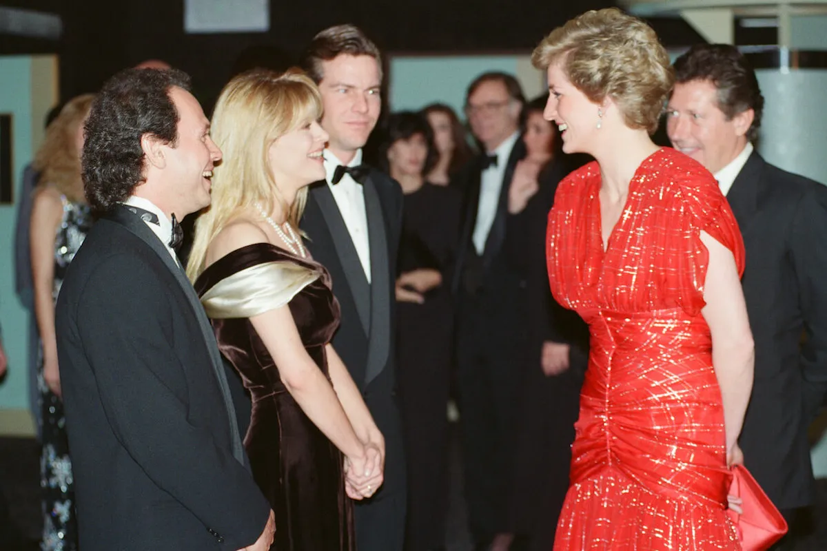 Billy Crystal, Meg Ryan, Dennis Quaid, and Princess Diana at the 'When Harry Met Sally' movie premiere