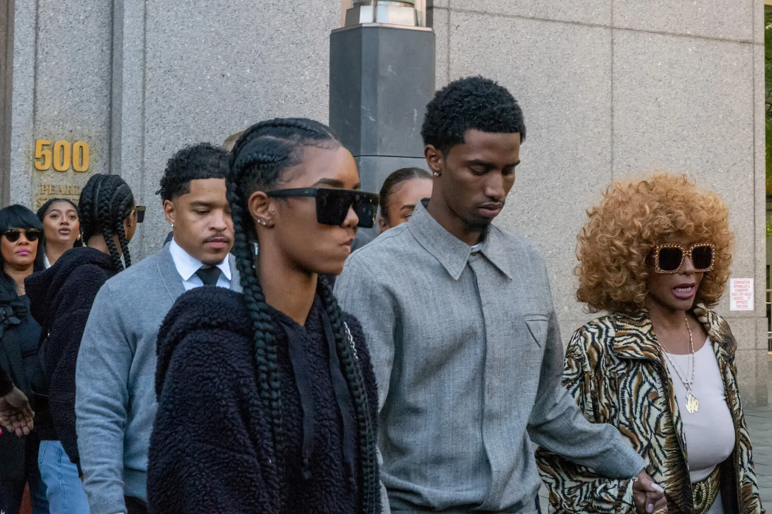 Christian 'King' Combs walking with family after Sean 'Diddy' Combs' hearing 