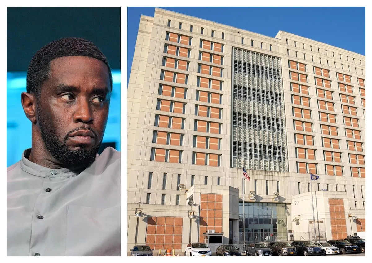 Photo of Sean Diddy Combs next to an image of the Metropolitan Detention Center in Brooklyn