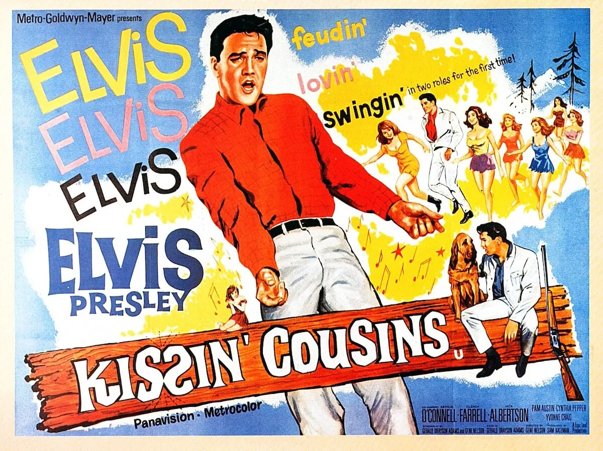 illustrated poster for Elvis Presley movie 'Kissin' Cousins'