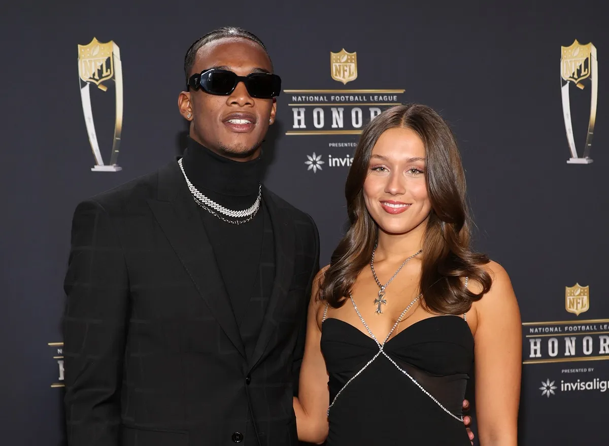 Garrett Wilson and Tatum Talboo on the red carpet together at the 12th annual NFL Honors